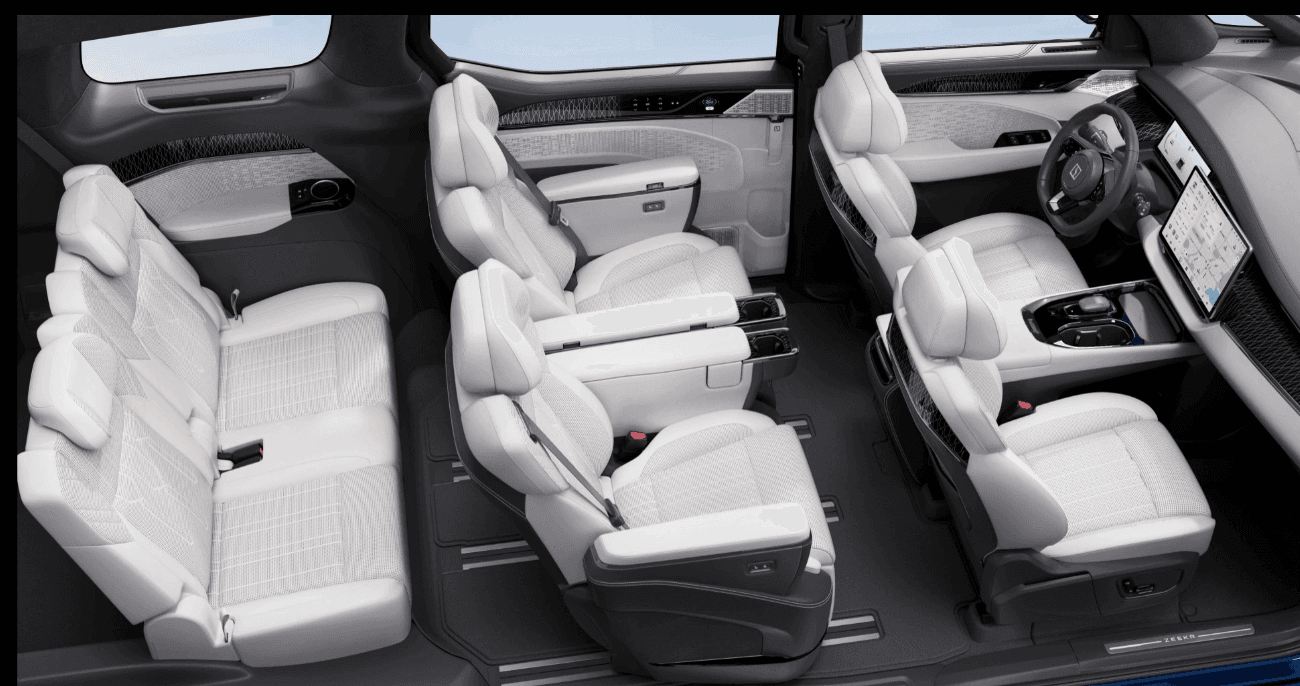 Tối ưu không gian cho 3 hàng ghế Zeekr 009 là mẫu MPV đem lại không gian thoải mái cho cả hàng ghế thứ 3